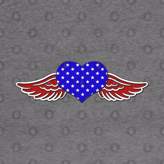 US Flag Red White and Blue heart Wings by KZK101